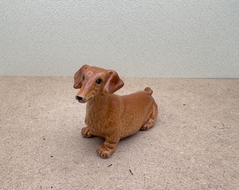 Handmade Ceramic Dachshund Figurine: Brown Wiener Dog Statue