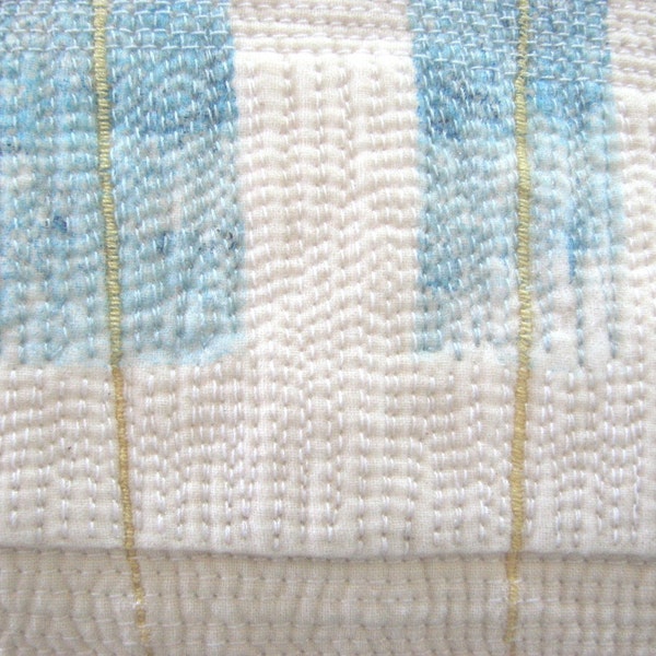 White\/Blue\/Yellow Modern Design Trapunto Quilted Pillow