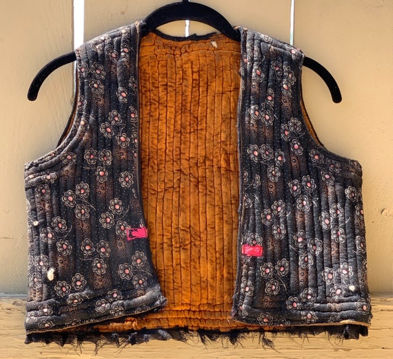 Hungarian Calico and Velvet Vest/ Bohemian/ Croppe