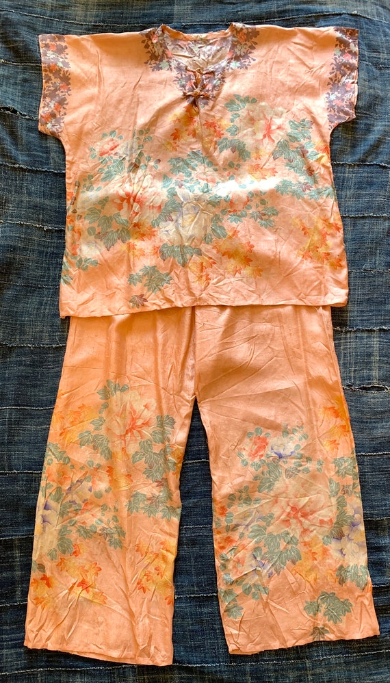 1920s Pongee silk Pajamas/costume/ theatre/ vintag