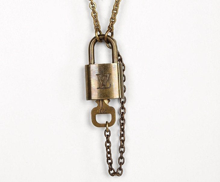 Louis Vuitton Necklace Padlock and Key Pendant Vintage L