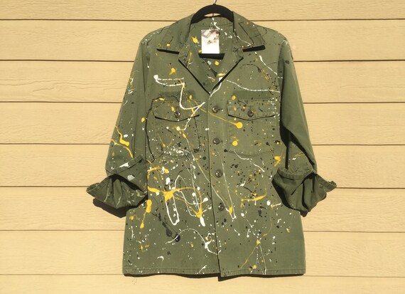 Vintage US Army Jacket - Painted - Olive Drab- Ove