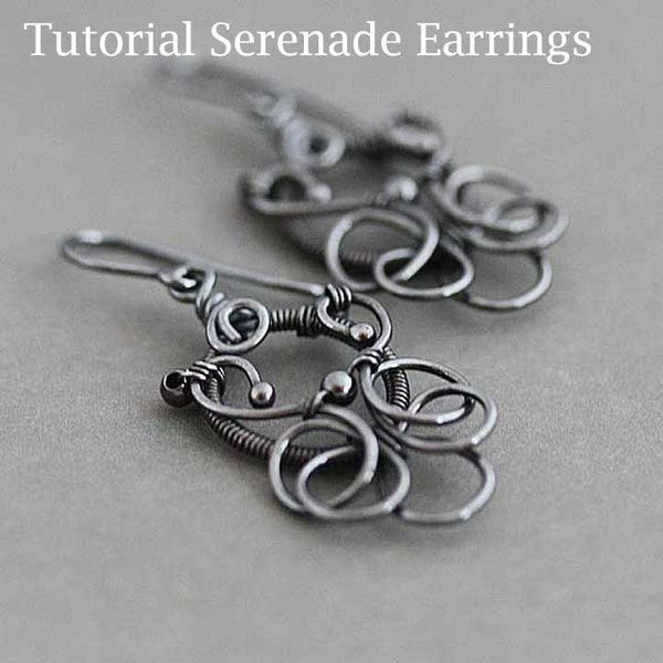 wire wrapping tutorial chandelier earrings: Serenade - Instant download, wire jewelry tutorial, earrings tutorial, jewelry tutorial