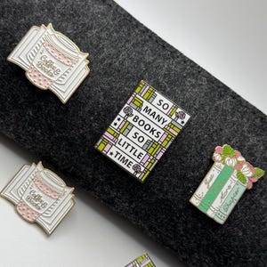 Book Lovers Enamel Pins | Backpack Accessories | Cute Book Pin | Book Worm Pin | Book Club | Coffee & Books