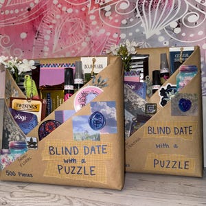 Blind Date with a Puzzle Box, Mystery Jigsaw Puzzle Gift for Adults, Date Night, 500 to 1000 Piece Puzzle Surprise, Cozy Gift, Unique Gift