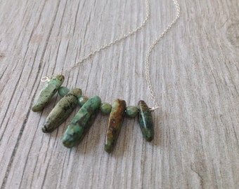 African Turquoise and Sterling Necklace