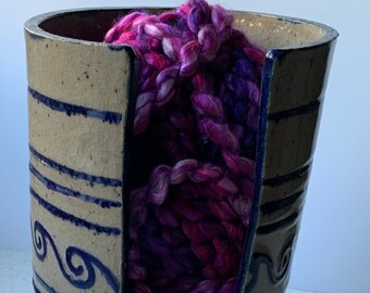 Betty Wilder Ceramic Yarn Ball Holder Bowl Handmade Craft Organizer