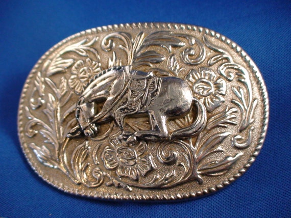 Bucking Bronco Vintage Belt Buckle Hong Kong Silv… - image 1