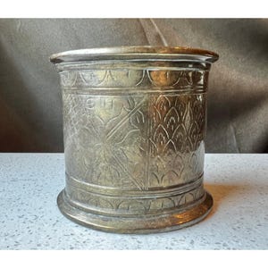 Vintage Handcrafted Bronze Brass Holy Water Vessel With Intricate Detailing