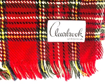 Clearbrook VA Red Fine Wool Plaid Throw Blanket