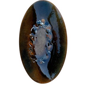 Mid-Century Modern Enamel On Copper Oval Dish By Kuverly 7.5&quot; x 4.5&quot; Decorative