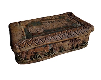 Vintage Signed Ceramic Box Automobile Roadster Car Large Handmade G3