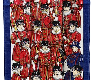Irish Guards Dish Tea Towel Vintage Reg No 2889 Red Blue White Linen Cotton Blend