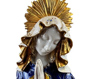 Carbet Praying Madonna RARE Sculpture Bust Signed Numbered 808 Italy Masterworks
