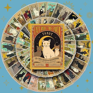 Baralho de Tarô Cats Rule the Earth e Bolsa – Adivinhação Felina para Almas Místicas