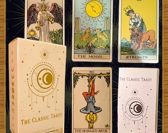 Classic Tarot Deck - 78 Cards Rider-Waite Cards - Guidebook FREE Pouch, Mystic Crystals