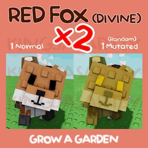 Grow A Garden Red Fox 2 pieces (1 Normal and 1 Random Mutated) | BEST DEAL!