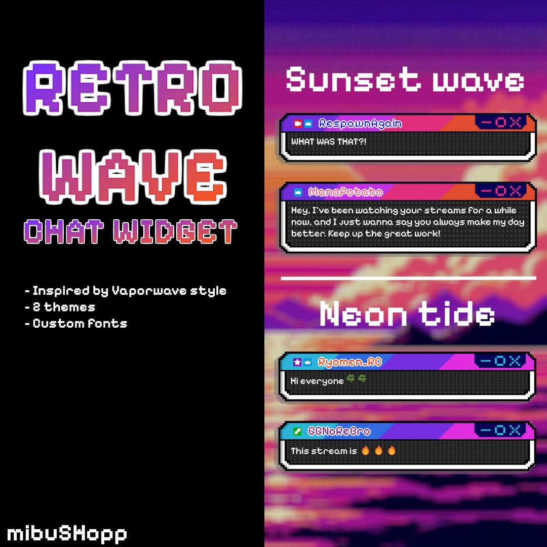 Retro Wave Chat Widget for Twitch • Vaporwave • Neon - Etsy