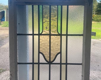 Art Deco Stained Glass Panel: Antique Geometric Design