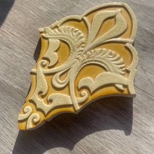 Antique Craven Dunnill Majolica Tile Fragment | Art Nouveau Relief Ceramic | Jackfield England c.1900