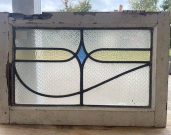 Lovely Art Deco Stained Glass Window: Royal Diamond Blue 3/3