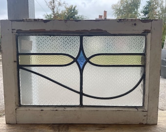 Lovely Art Deco Stained Glass Window: Royal Diamond Blue 1/3