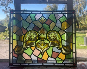 Beautiful Victorian Hand Painted Stained Glass Piece 2/2