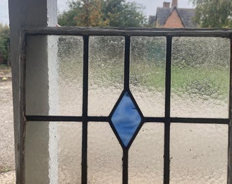 Lovely Art Deco Stained Glass Piece: Blue Diamond 2/2