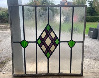 Beautiful Art Deco Stained Glass Piece: Geometric Pattern.