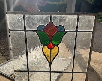 Floral Antique Art Nouveau Stained Glass Window