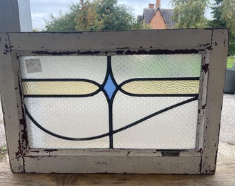 Lovely Art Deco Stained Glass Window: Royal Diamond Blue 2/3