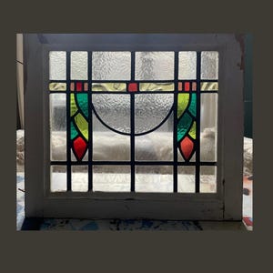 Antiek art-deco glas-in-loodraam - ca 1900 Architecturale berging