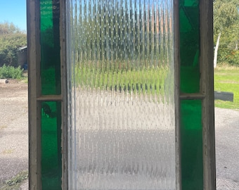 Art Deco Stained Glass Window Panel: Reclaimed Antique British Heritage