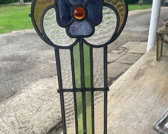 Lovely Salvaged Art Nouveau Stained Glass Fragment