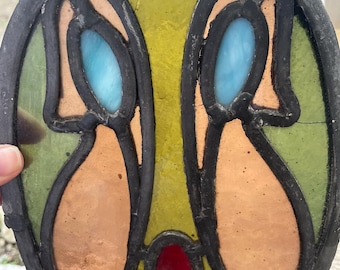 Lovely Heritage Art Nouveau Stained Glass Fragment