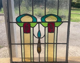Art Nouveau Stained Glass Window - Antique Home Decor