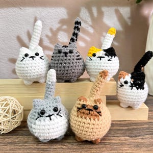 Handmade Mini Crochet Amigurumi Cat,Crochet Cute Cat,Crochet Cat Stuffed Animal,Cute Gifts For Cat Lovers,Cute Handmade Crochet Loaf Cats