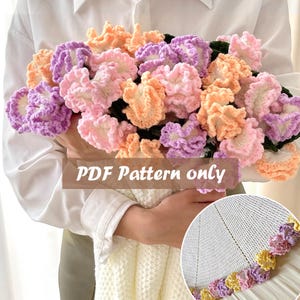 Decke Blumenstrauß Häkelanleitung PDF - Nelken Decke Bouquet Häkelanleitung - Geben Sie Video-Erklärungen an