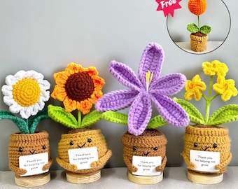 Cute Handmade Crochet Sunflower/ Daisy/Lily/Forget-me-not flowers,Knitted Flower,Mother's Day giftThanksgiving Gifts,Tulip