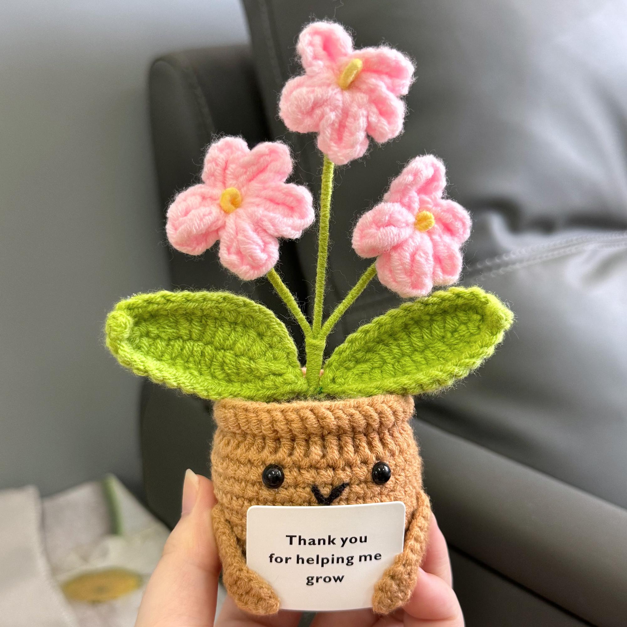 Cute Handmade Crochet Sunflower/heart Potted Plant/tulip/forget-me