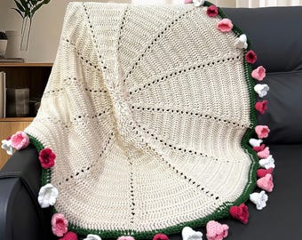Gehäkelte Decke in den Strauß, Rose / Maiglöckchen / Sonnenblumenstrauß Decke, fertige Decke, Muttertag / Hochzeit / Geburtstagsgeschenke für sie
