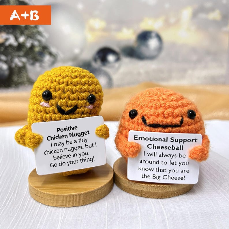 Emotional support crocheted cheese balls/Chicken nuggets/Beer, Handmade crochet food, Fun gifts, Crochet delicacies, Thanksgiving gifts A+B