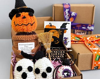 Caja de regalo personalizada de Halloween/Caja de regalo de truco o trato: Caja de regalo para el mejor amigo, Caja de regalo espeluznante, Cestas temáticas para Boo, Cesta de regalo de cumpleaños de calabaza