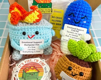 Dumpster Fire Support Positive Crochet Animal Funny Office
