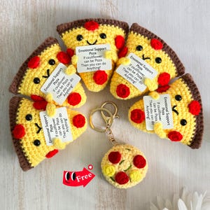 Emotional Support Pizza,Handmade Crochet Pizza,Crochet Fast Food,Gifts for Food Lovers/Friend/Team,Crocheted delicacies,Birthday gifts