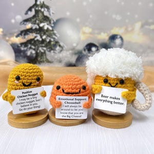 Emotional support crocheted cheese balls/Chicken nuggets/Beer, Handmade crochet food, Fun gifts, Crochet delicacies, Thanksgiving gifts A+B+C