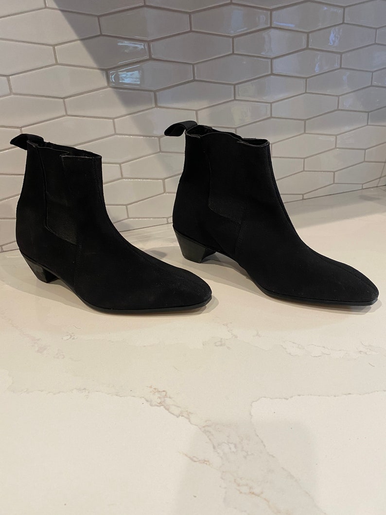 Vintage 80's Men's Black Suede Beatle Boots with Cuban | Etsy