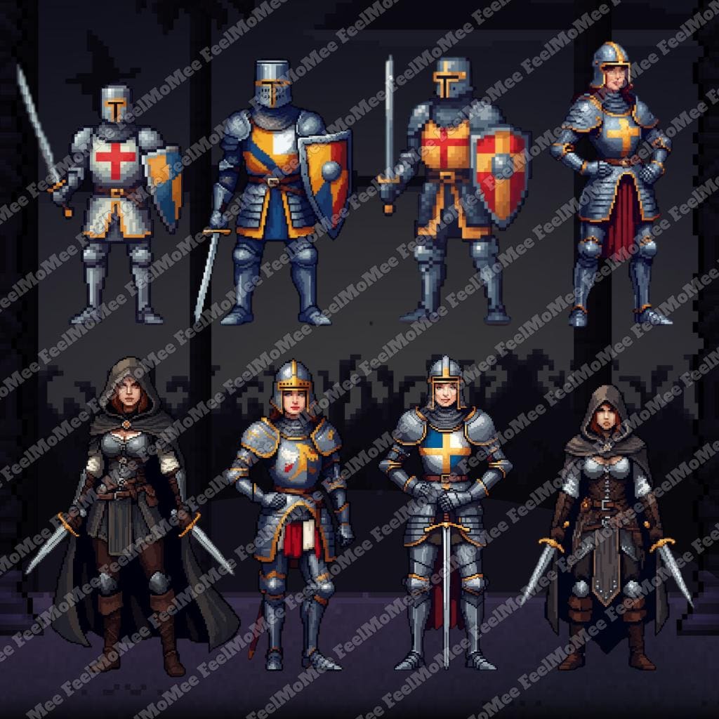 Medieval Fantasy Pixel Art Characters Pack – 40+2 Bonus Transparent ...