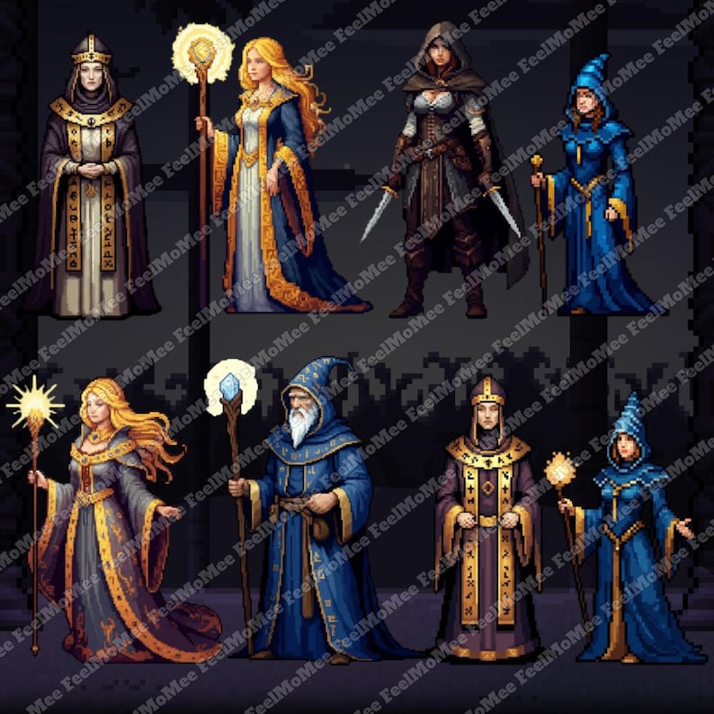 Medieval Fantasy Pixel Art Characters Pack – 40+2 Bonus Transparent ...