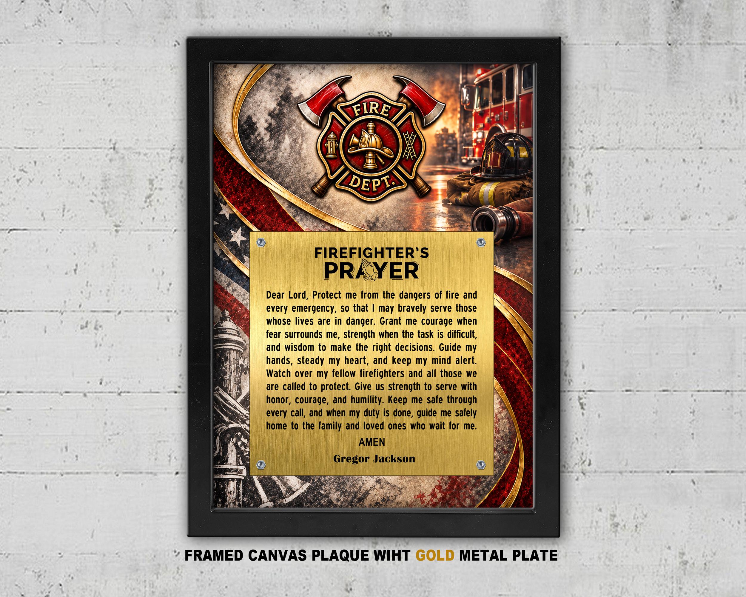 Firefighter's Prayer Framed Plaque – Firefighter Appreciation Gift